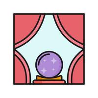 Víspera de Todos los Santos cristal pelota icono. bruja y brujería símbolo, icono vector ilustración, aislado en blanco antecedentes