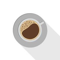 Simple vector coffee icon isolated on white background, full cup of coffee with foam