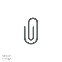 Paper clip icon. Simple outline style. Paperclip, attach, document clip, staple, fastener, page clamp, office concept. Thin line symbol. Vector isolated on white background. Editable stroke SVG.