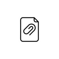 File attachment icon. Simple outline style. Paper clip, attach document, fastener, upload attachments, office concept. Thin line symbol. Vector isolated on white background. SVG.