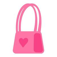 bolso rosa con corazon vector