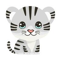 Vector cartoon illustration with white tiger