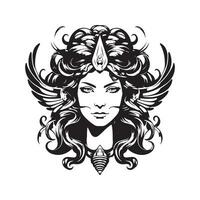 beauty liberty warrior, vintage hand drawn illustration vector