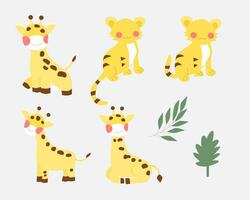 Cute Tiger and Giraffe Element vector