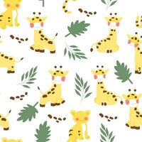 Cute Tiger and Giraffe Seamless Pattern vector