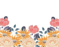 Vintage Hand Drawn Peony and Magnolia Flower Background vector