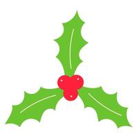 holly christmas branches leaves berries fruit icon vector