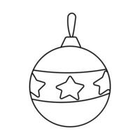 Navidad juguete pelota redondo árbol decoración línea vector