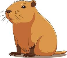 Cute Capybara Cartoon On White Background vector