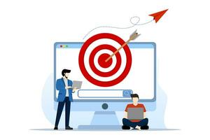 SEO or Search Engine Optimization concept, website search results, advertising or marketing to improve web ranking or user discovery concept, team analysis to optimize SEO. flat vector illustration.