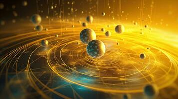 Quantum mechanics, scientific concept of modern physics. AI generated. photo