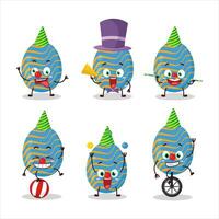 Cartoon character of light blue easter egg with various circus shows vector