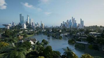 Futuristic green city concept, 3d render photo