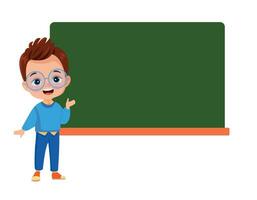 Funny Children With Empty Blackboard vector