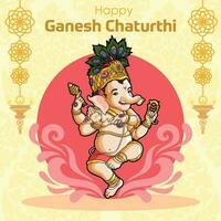 Dancing Baby Ganesh in Ganesh Chaturthi Greetings vector