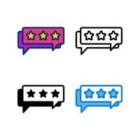 feedback review icon in 4 style flat, line, glyph and duotone vector