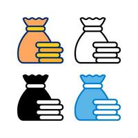 budget icon in 4 style flat, line, glyph and duotone vector