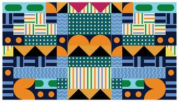 Seamless African pattern with geometric elements in retro memphis style. Tribal vector ornament. Ethnic carpet with chevrons. Aztec style. Ancient interiors. Modern rugs.