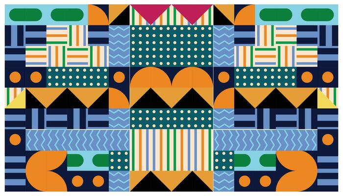 Seamless African pattern with geometric elements in retro memphis style. Tribal vector ornament. Ethnic carpet with chevrons. Aztec style. Ancient interiors. Modern rugs.