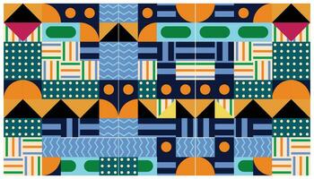 Seamless African pattern with geometric elements in retro memphis style. Tribal vector ornament. Ethnic carpet with chevrons. Aztec style. Ancient interiors. Modern rugs.