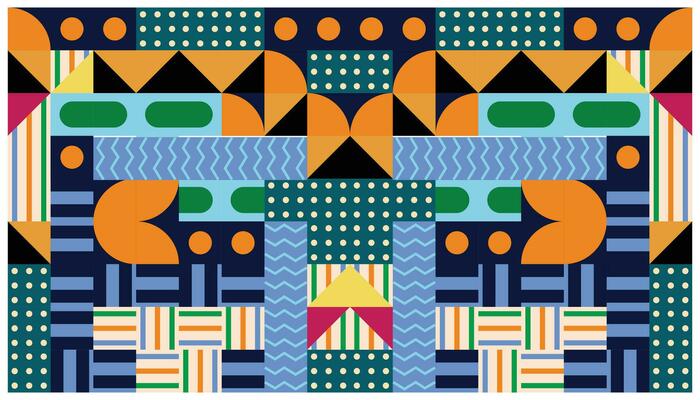 Seamless African pattern with geometric elements in retro memphis style. Tribal vector ornament. Ethnic carpet with chevrons. Aztec style. Ancient interiors. Modern rugs.
