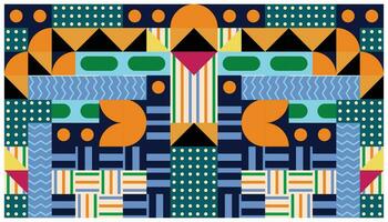 Seamless African pattern with geometric elements in retro memphis style. Tribal vector ornament. Ethnic carpet with chevrons. Aztec style. Ancient interiors. Modern rugs.