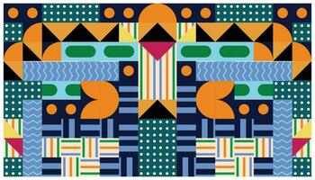 Seamless African pattern with geometric elements in retro memphis style. Tribal vector ornament. Ethnic carpet with chevrons. Aztec style. Ancient interiors. Modern rugs.