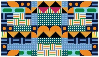 Seamless African pattern with geometric elements in retro memphis style. Tribal vector ornament. Ethnic carpet with chevrons. Aztec style. Ancient interiors. Modern rugs.