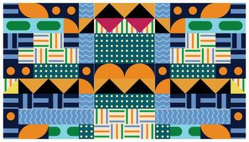 Seamless African pattern with geometric elements in retro memphis style. Tribal vector ornament. Ethnic carpet with chevrons. Aztec style. Ancient interiors. Modern rugs.