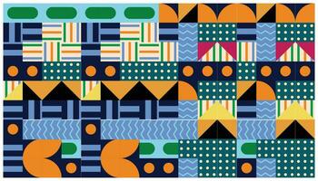 Seamless African pattern with geometric elements in retro memphis style. Tribal vector ornament. Ethnic carpet with chevrons. Aztec style. Ancient interiors. Modern rugs.