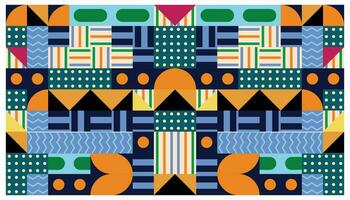 Seamless African pattern with geometric elements in retro memphis style. Tribal vector ornament. Ethnic carpet with chevrons. Aztec style. Ancient interiors. Modern rugs.