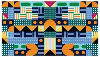 Seamless African pattern with geometric elements in retro memphis style. Tribal vector ornament. Ethnic carpet with chevrons. Aztec style. Ancient interiors. Modern rugs.