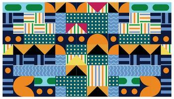 Seamless African pattern with geometric elements in retro memphis style. Tribal vector ornament. Ethnic carpet with chevrons. Aztec style. Ancient interiors. Modern rugs.