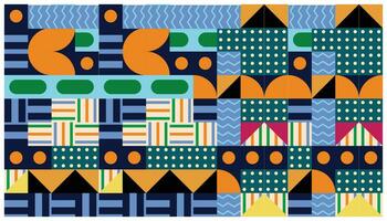 Seamless African pattern with geometric elements in retro memphis style. Tribal vector ornament. Ethnic carpet with chevrons. Aztec style. Ancient interiors. Modern rugs.