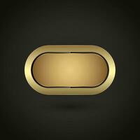 lujo elipse botón con prima marco vector ilustración. y 3d dorado lustroso elegante vector, ilustración para vacío oval emblema, medalla o insignia, brillante y degradado botón