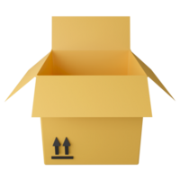 Open parcel box front view clipart flat design icon isolated on transparent background, 3D render logistic and delivery concept png