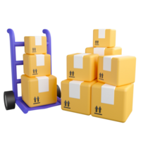 Parcel box for distribution clipart flat design icon isolated on transparent background, 3D render logistic and delivery concept png