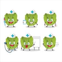 Doctor profession emoticon with romain letuce cartoon character vector