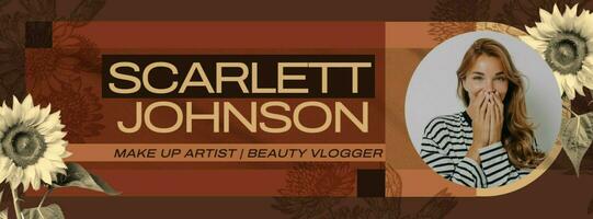 Classic Vintage Flower Brown Red Magenta - Makeup Artist Facebook Cover Template