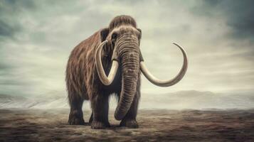 A Woolly Mammoth, an enormous mammal, extinct animal. elephant mammoth. Generative Ai photo