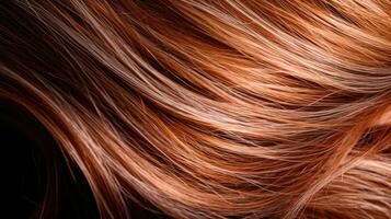 Beautiful healthy shiny hair texture with highlighted streaks.  Generative Ai photo