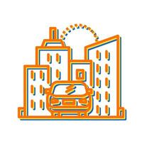 coche en icono de vector de ciudad