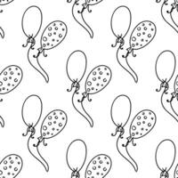Doodle-style seamless pattern of balloons. Festive concept. Hand drawn vector outline sketch.