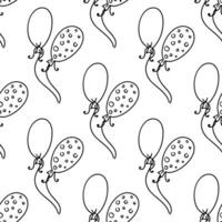 Doodle-style seamless pattern of balloons. Festive concept. Hand drawn vector outline sketch.