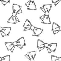 Doodle-style seamless pattern of bow. Festive concept. Hand drawn vector outline sketch.