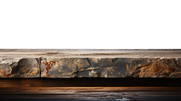 A front view of a dark gray, empty stone table with a transparent background, serving as a blank stone table mockup for product placement, ai generative png