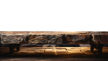 A front view of a dark gray, empty stone table with a transparent background, serving as a blank stone table mockup for product placement, ai generative png