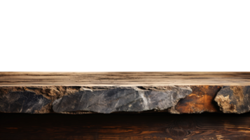A front view of a dark gray, empty stone table with a transparent background, serving as a blank stone table mockup for product placement, ai generative png