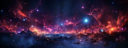 Beautiful view of deep dark galaxy generated by AI photo