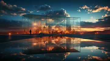 Rectangle shape glass building architecture photo